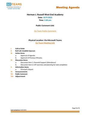 Go Team Agenda